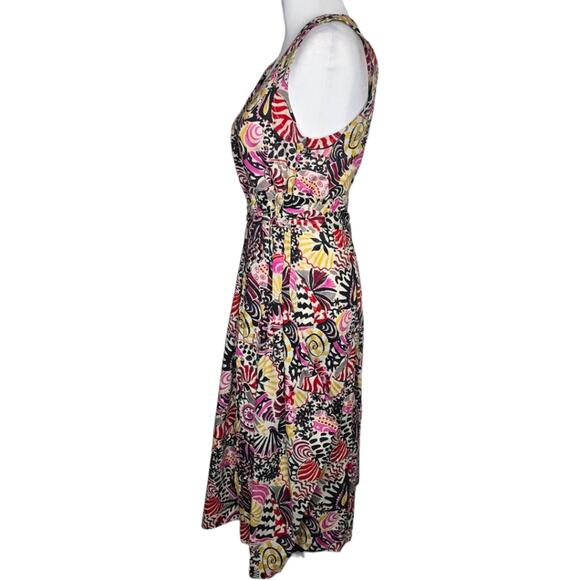 Irene Van Ryb Sea Shell Coral Print Cotton Midi Dress Size French Size 40/US 8 - Picture 6 of 11